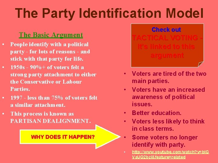 The Party Identification Model Check out The Basic Argument • People identify with a The Party Identification Model Check out The Basic Argument • People identify with a