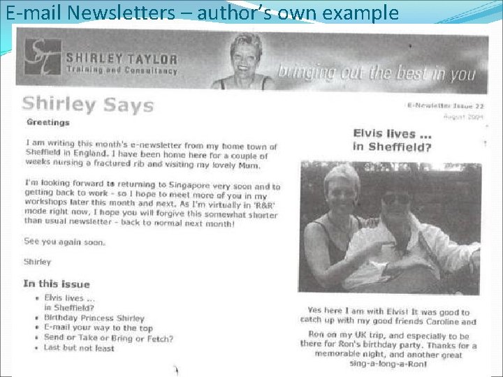 E-mail Newsletters – author’s own example 