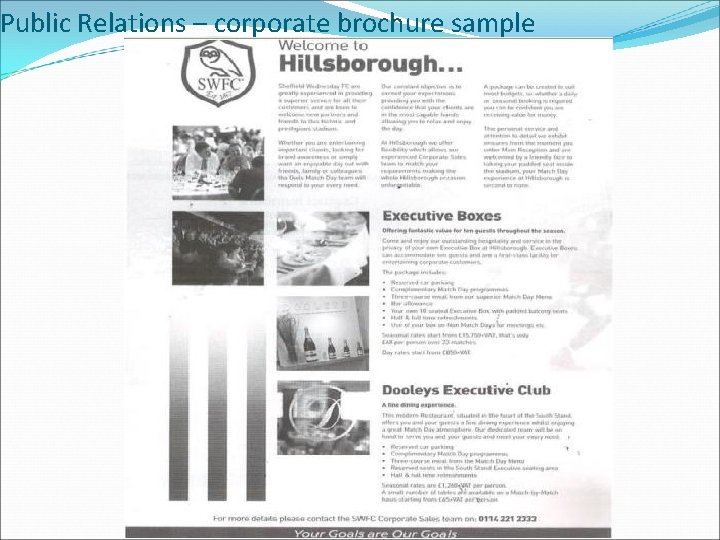 Public Relations – corporate brochure sample 