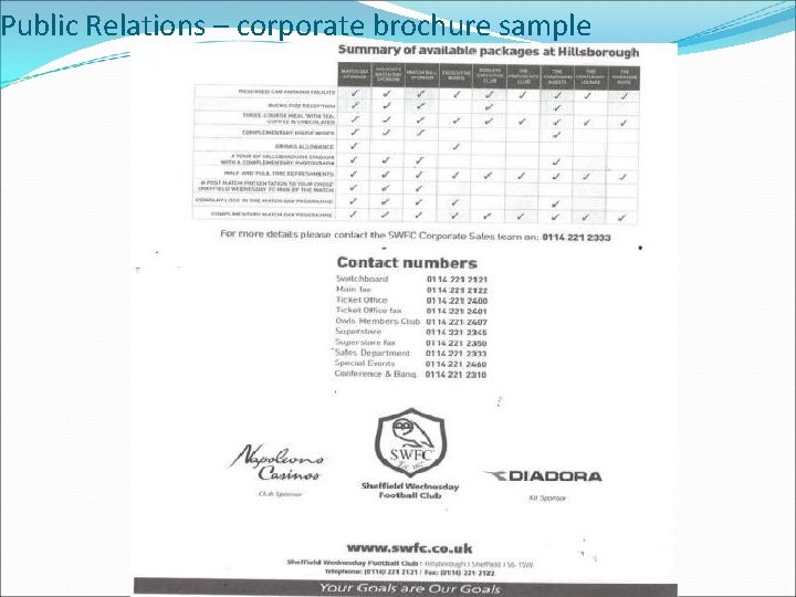 Public Relations – corporate brochure sample 
