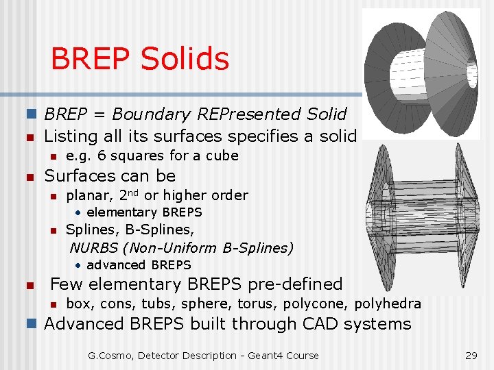 BREP Solids n BREP = Boundary REPresented Solid n Listing all its surfaces specifies