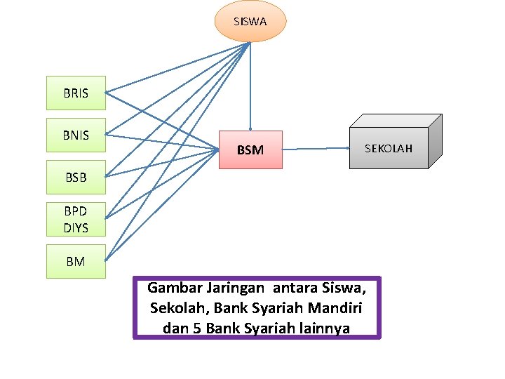 SISWA BRIS BNIS BSM SEKOLAH BSB BPD DIYS BM Gambar Jaringan antara Siswa, Sekolah,