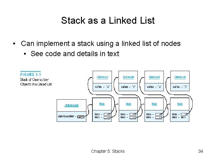 Stack as a Linked List • Can implement a stack using a linked list