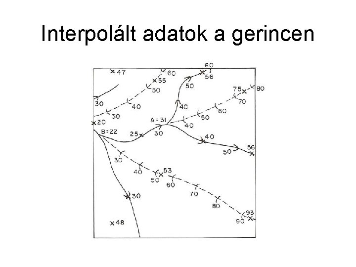Interpolált adatok a gerincen 