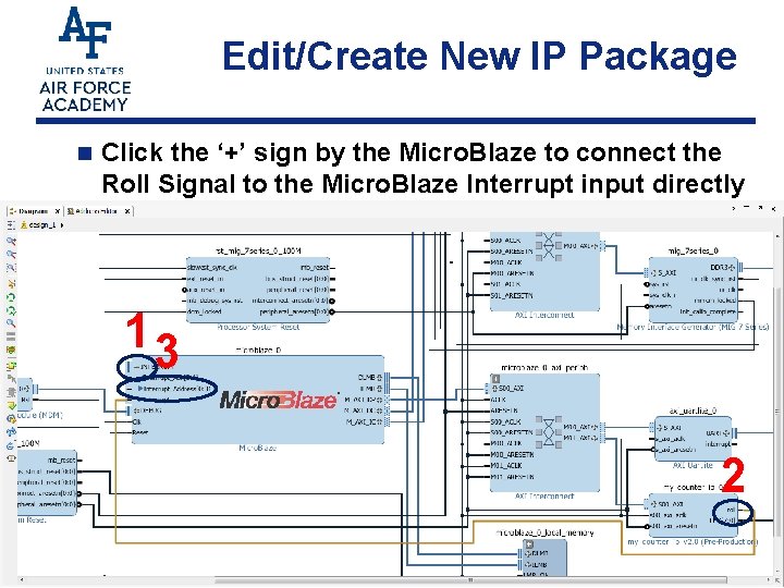 Edit/Create New IP Package n Click the ‘+’ sign by the Micro. Blaze to