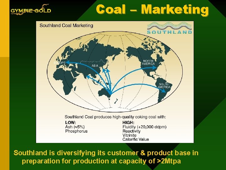 Coal – Marketing Southland is diversifying its customer & product base in preparation for