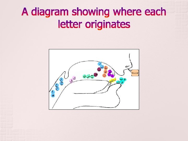 A diagram showing where each letter originates 