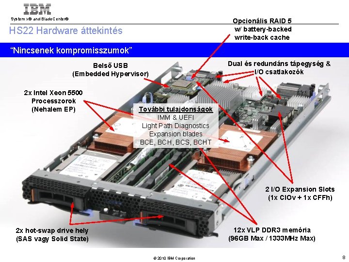 System x® and Blade. Center® Opcionális RAID 5 w/ battery-backed write-back cache HS 22