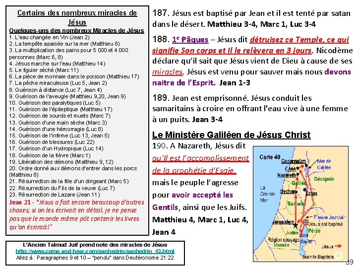 Certains des nombreux miracles de Jésus Quelques-uns des nombreux Miracles de Jésus 1. L’eau