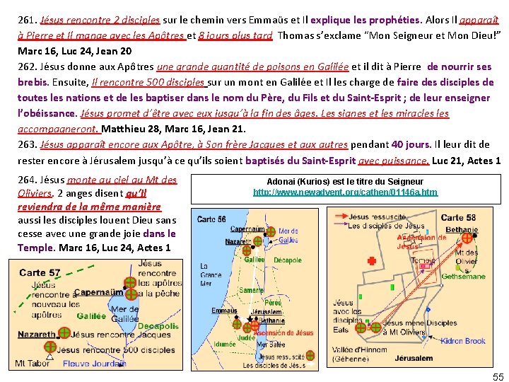 261. Jésus rencontre 2 disciples sur le chemin vers Emmaüs et Il explique les