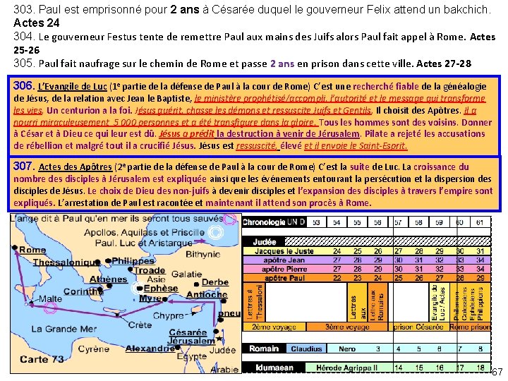 303. Paul est emprisonné pour 2 ans à Césarée duquel le gouverneur Felix attend