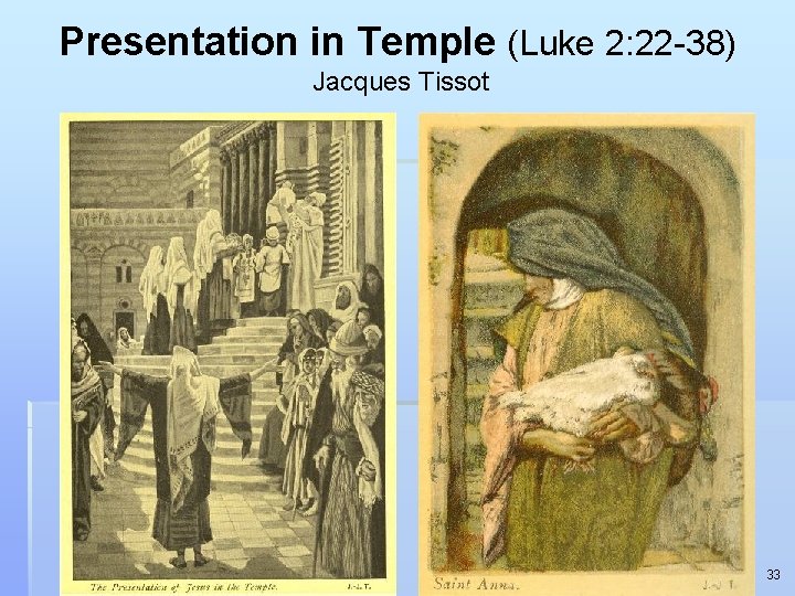 Presentation in Temple (Luke 2: 22 -38) Jacques Tissot 33 