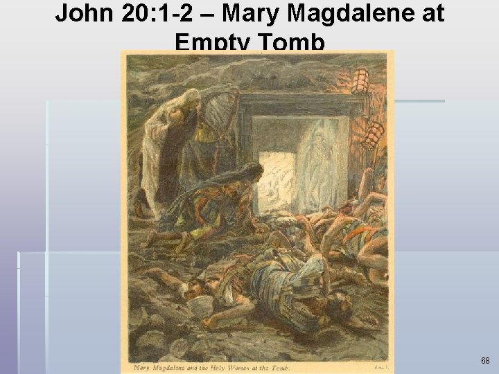 John 20: 1 -2 – Mary Magdalene at Empty Tomb 68 