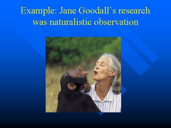 Example: Jane Goodall’s research was naturalistic observation 