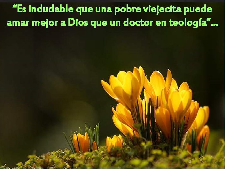 “Es indudable que una pobre viejecita puede amar mejor a Dios que un doctor