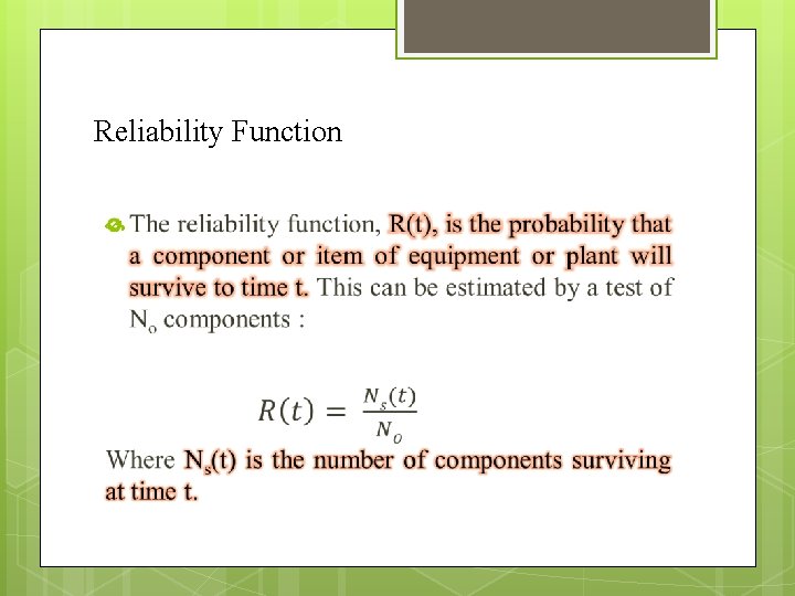 Reliability Function 