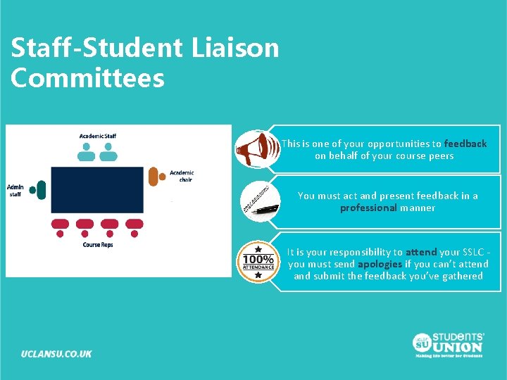 Staff-Student Liaison Committees This is one of your opportunities to feedback on behalf of