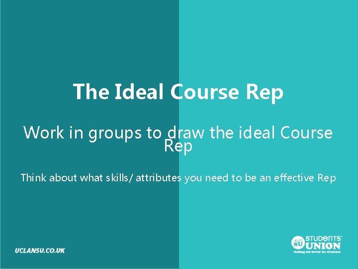 The Ideal Course Rep Work in groups to draw the ideal Course Rep Think