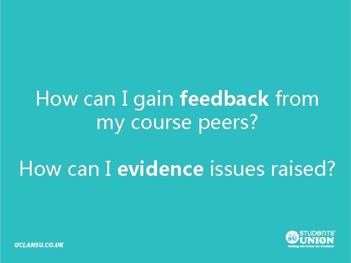 How can I gain feedback from my course peers? How can I evidence issues