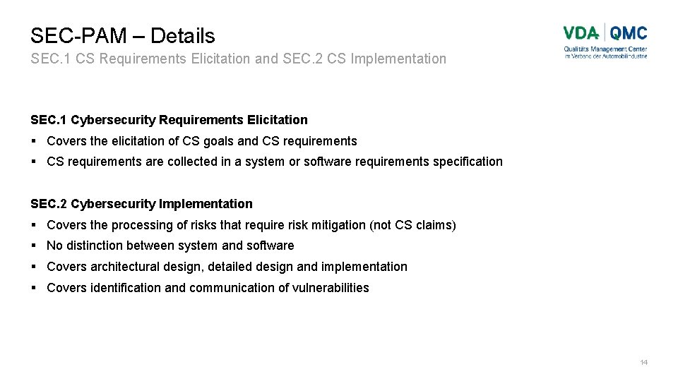 SEC-PAM – Details SEC. 1 CS Requirements Elicitation and SEC. 2 CS Implementation SEC.