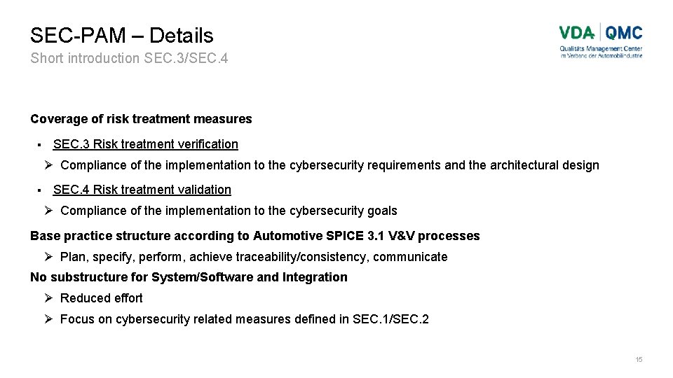 SEC-PAM – Details Short introduction SEC. 3/SEC. 4 Coverage of risk treatment measures SEC.