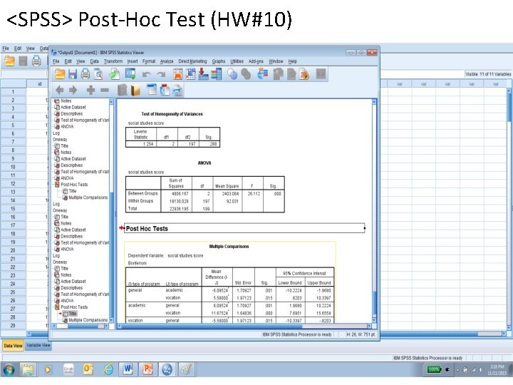 <SPSS> Post-Hoc Test (HW#10) 