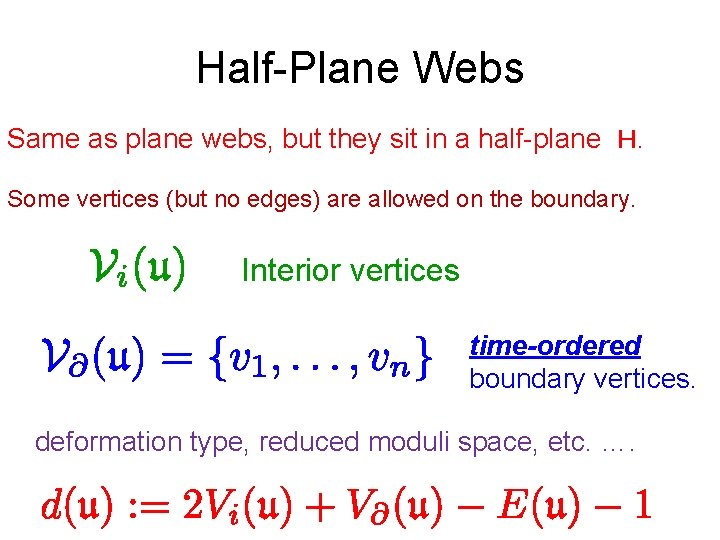 Half-Plane Webs Same as plane webs, but they sit in a half-plane H. Some