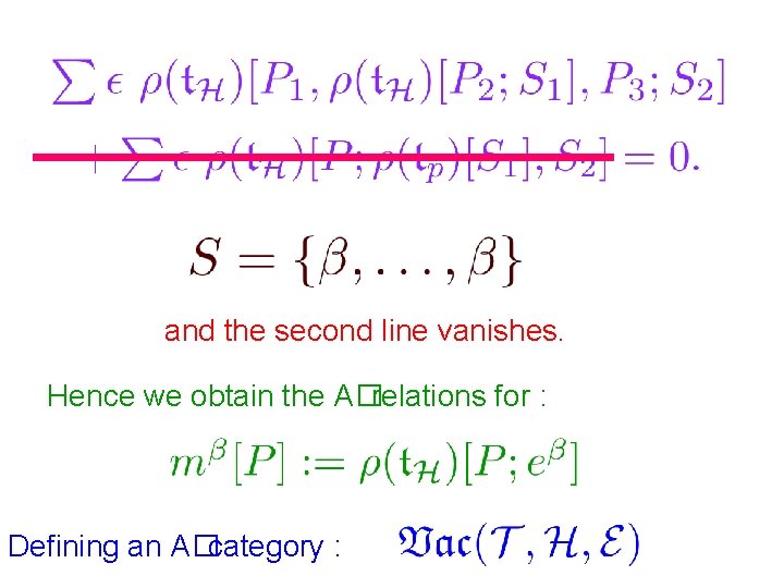 and the second line vanishes. Hence we obtain the A�relations for : Defining an