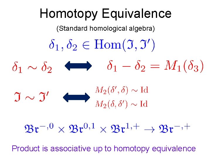 Homotopy Equivalence (Standard homological algebra) Product is associative up to homotopy equivalence 