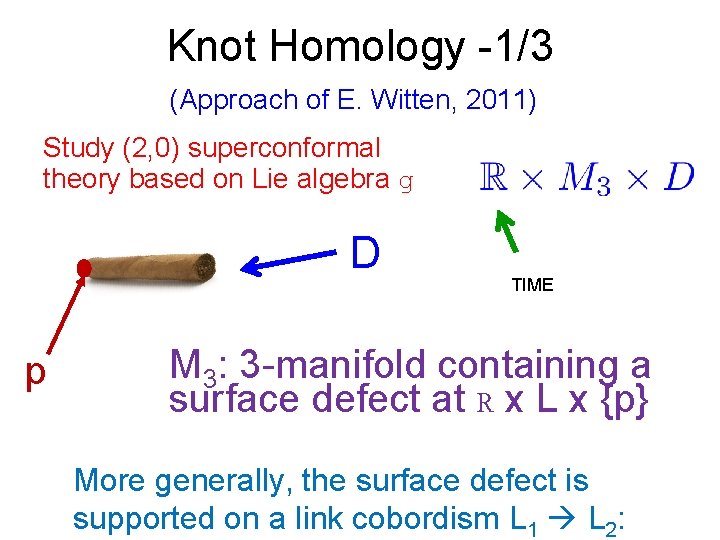 Knot Homology -1/3 (Approach of E. Witten, 2011) Study (2, 0) superconformal theory based