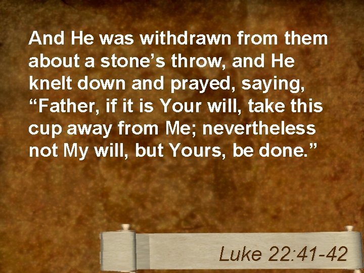 And He was withdrawn from them about a stone’s throw, and He knelt down