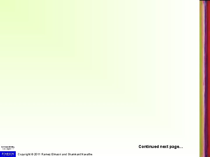 Continued next page… Copyright © 2011 Ramez Elmasri and Shamkant Navathe 