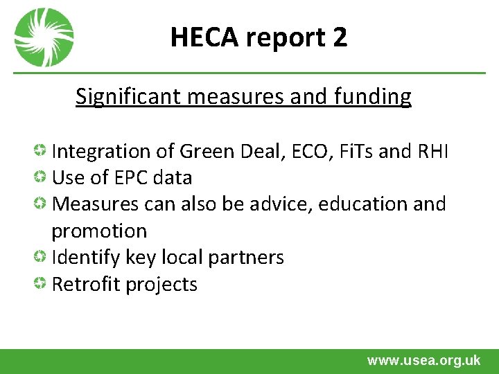 HECA report 2 Significant measures and funding Integration of Green Deal, ECO, Fi. Ts