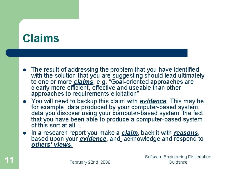Claims l l l 11 The result of addressing the problem that you have
