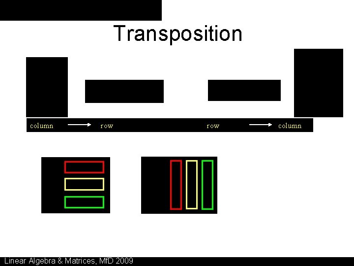 Transposition column row Linear Algebra & Matrices, Mf. D 2009 row column 