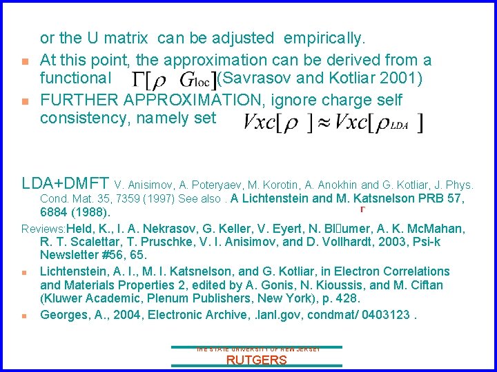n n or the U matrix can be adjusted empirically. At this point, the