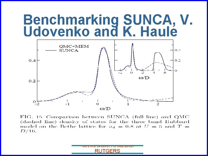 Benchmarking SUNCA, V. Udovenko and K. Haule THE STATE UNIVERSITY OF NEW JERSEY RUTGERS