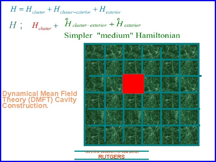 Dynamical Mean Field Theory (DMFT) Cavity Construction. THE STATE UNIVERSITY OF NEW JERSEY RUTGERS