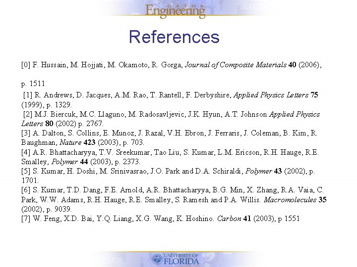 References [0] F. Hussain, M. Hojjati, M. Okamoto, R. Gorga, Journal of Composite Materials