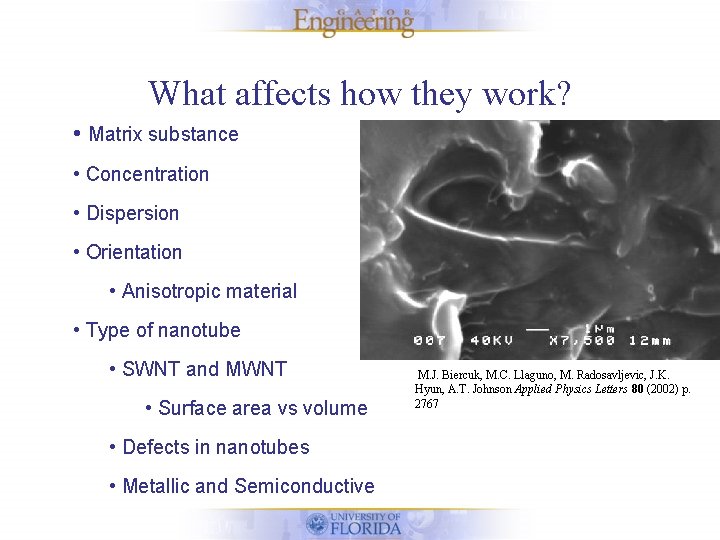 What affects how they work? • Matrix substance • Concentration • Dispersion • Orientation