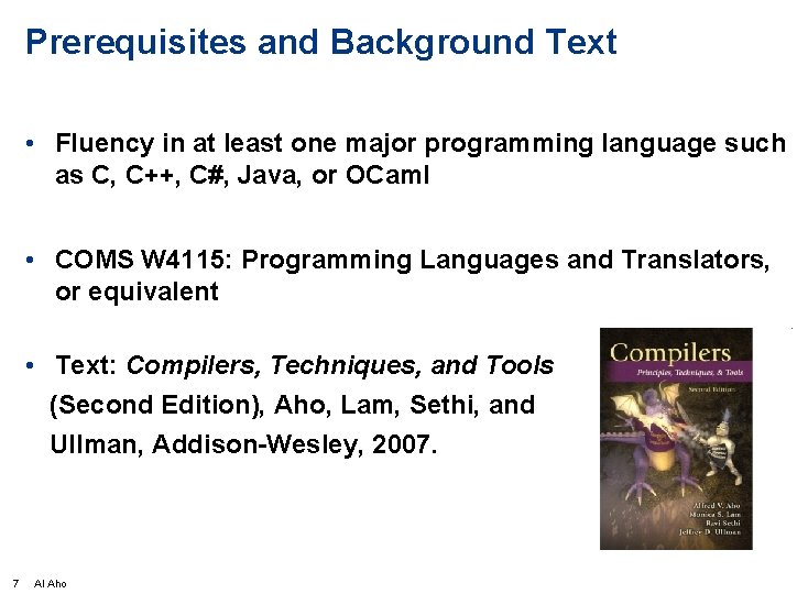 Prerequisites and Background Text • Fluency in at least one major programming language such