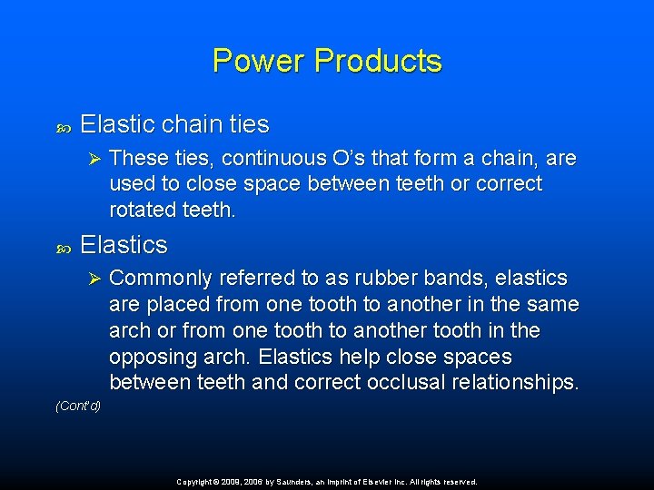 Power Products Elastic chain ties Ø These ties, continuous O’s that form a chain,