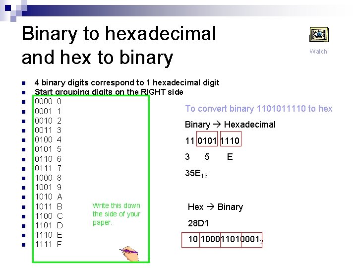 Binary to hexadecimal and hex to binary n n n n n Watch 4