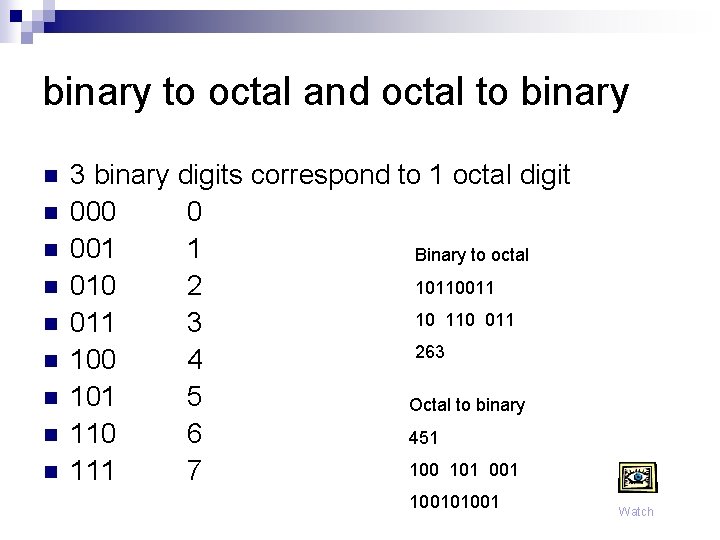 binary to octal and octal to binary n n n n n 3 binary