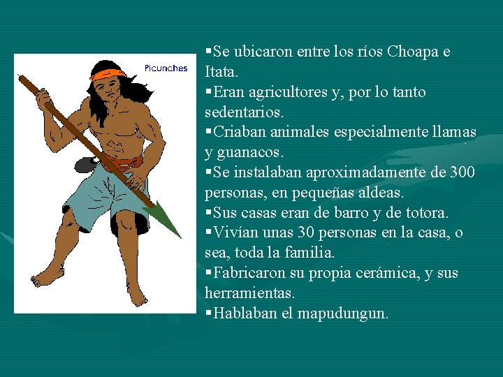 §Se ubicaron entre los ríos Choapa e Itata. §Eran agricultores y, por lo tanto