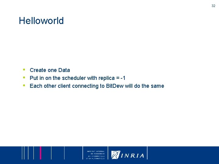 32 Helloworld • • • Create one Data Put in on the scheduler with