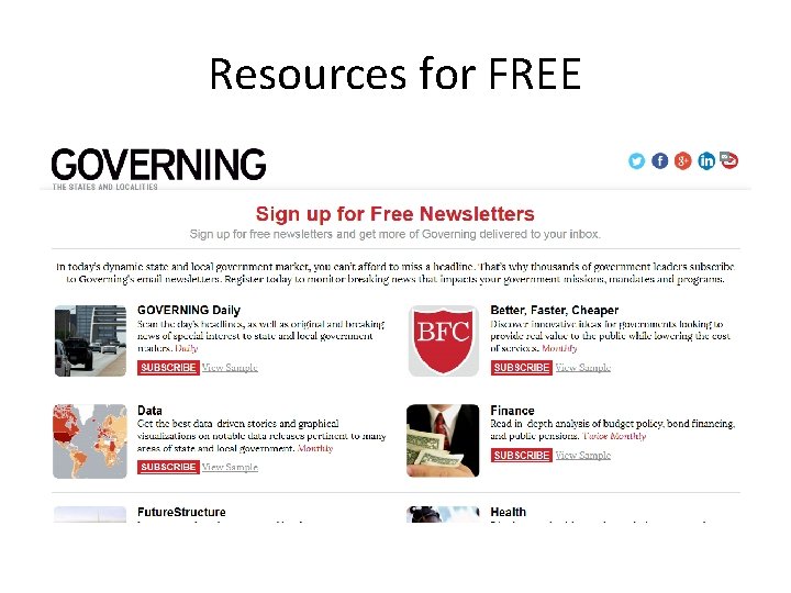 Resources for FREE 