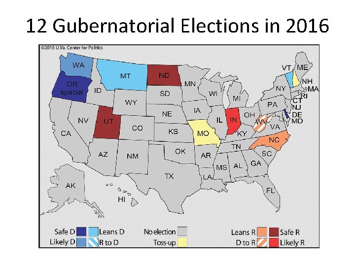 12 Gubernatorial Elections in 2016 