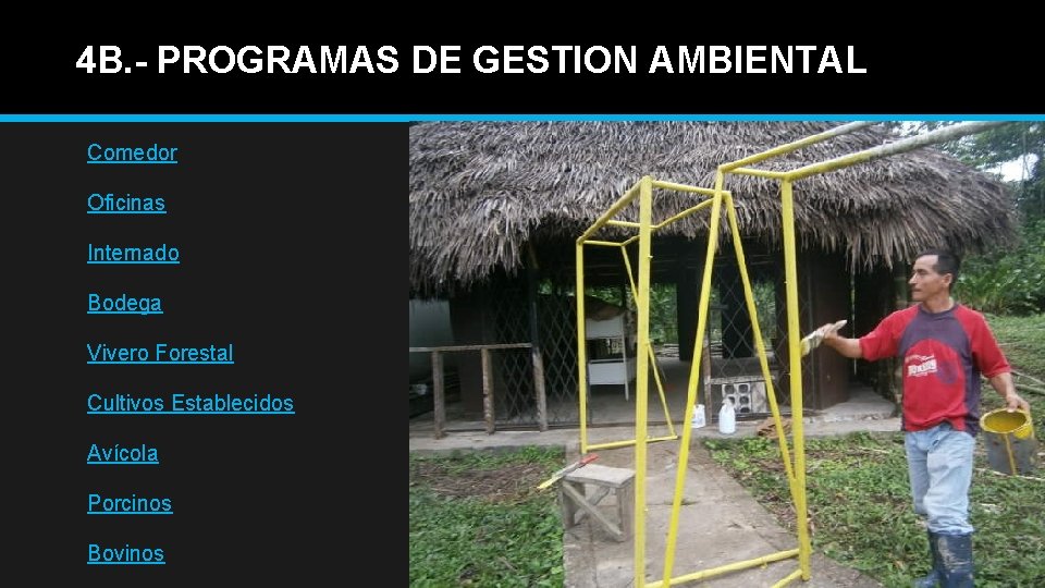 4 B. - PROGRAMAS DE GESTION AMBIENTAL Comedor Oficinas Internado Bodega Vivero Forestal Cultivos