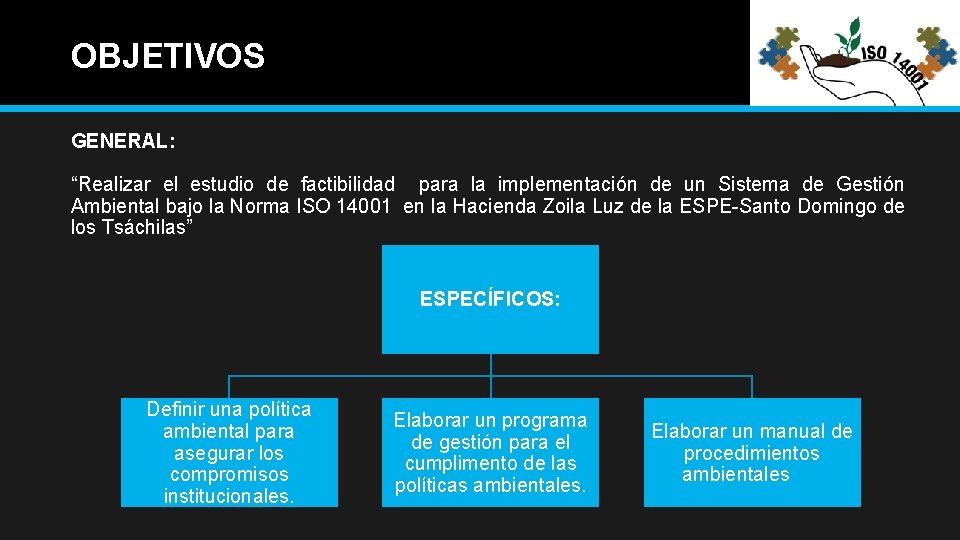 OBJETIVOS GENERAL: “Realizar el estudio de factibilidad para la implementación de un Sistema de